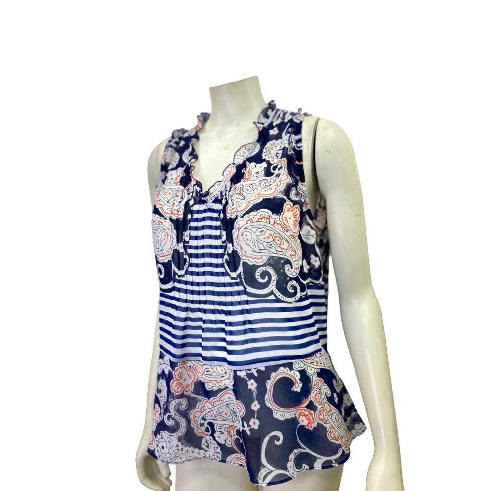 CABI SLEEVELESS‎ RUFFLE NECKLINE TOP SM - Picture 3 of 6